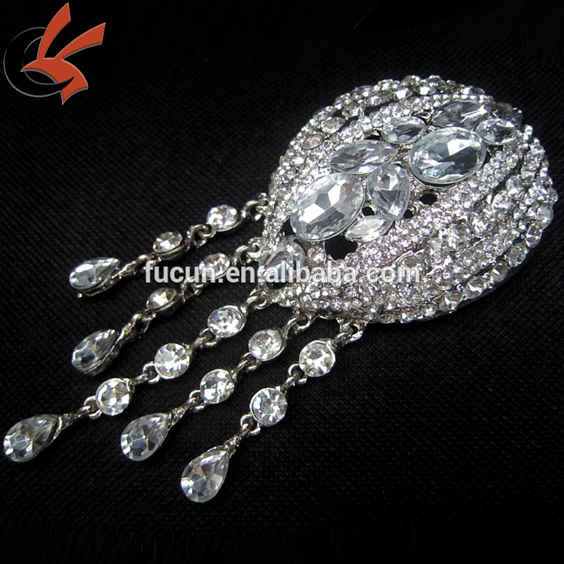 chair sash crystal brooch diamante rhinestone brooch with pendant