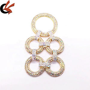 New Customize Design 2020 Alloy Metal Diamond Rhinestone Gold AB Glass Circle Crystal Bikini Connector