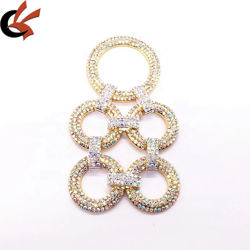New Customize Design 2020 Alloy Metal Diamond Rhinestone Gold AB Glass Circle Crystal Bikini Connector