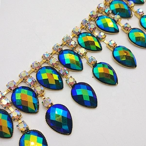 Stunning Beaded Crystal Rhinestone Diamante Trim Ribbon Bridal Wedding Chain