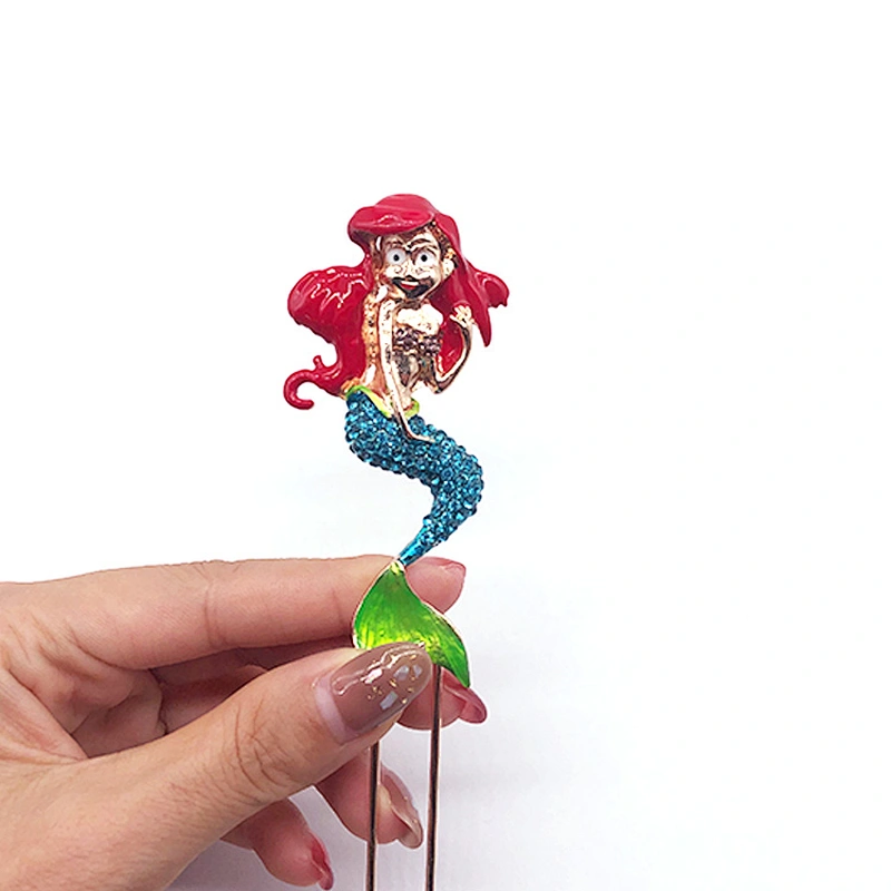 New shelves Enamel rhinestone crystal mermaid Cake topper for cupcake decoration