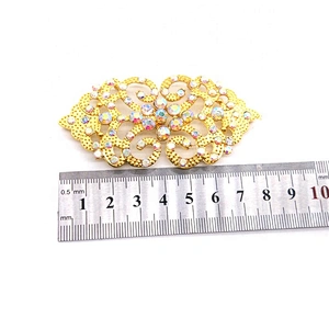 Gold AB clear rhinestone Clasp Buckle for Wedding Bridal Prom Dress Gown Waist Belt Embellishment