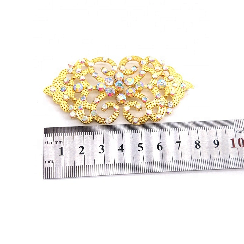 Gold AB clear rhinestone Clasp Buckle for Wedding Bridal Prom Dress Gown Waist Belt Embellishment