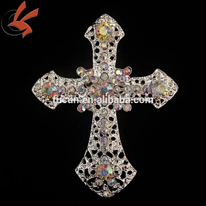 Vintage Rhinestone Christian Cross Brooch or Pin