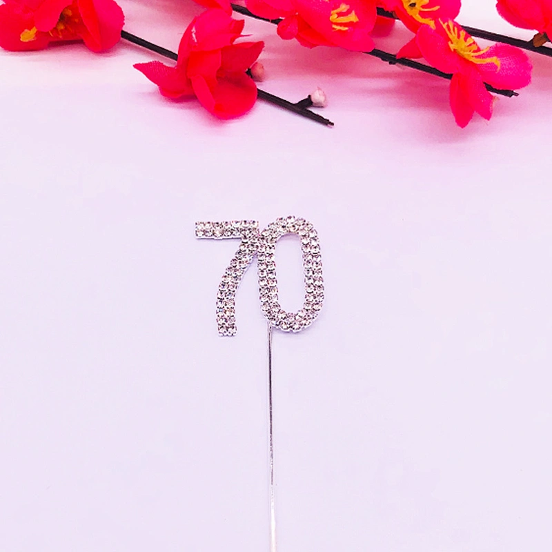Vintage Rhinestone Number Wedding Cake Topper for Party Cake Decoration