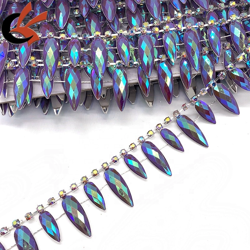 Fancy Drops tassel trimming shining AB colors rhinestone chain trimming
