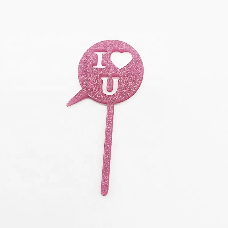 Cupcake Pick Glitter min I love you  Acrylic Cake Topper