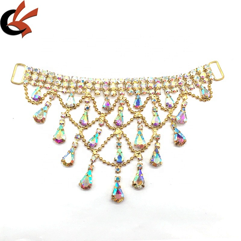 Hot sale sexy beach suit jewelry teardrop pendant bikinis swimwear rhinestone connector for bikini suit