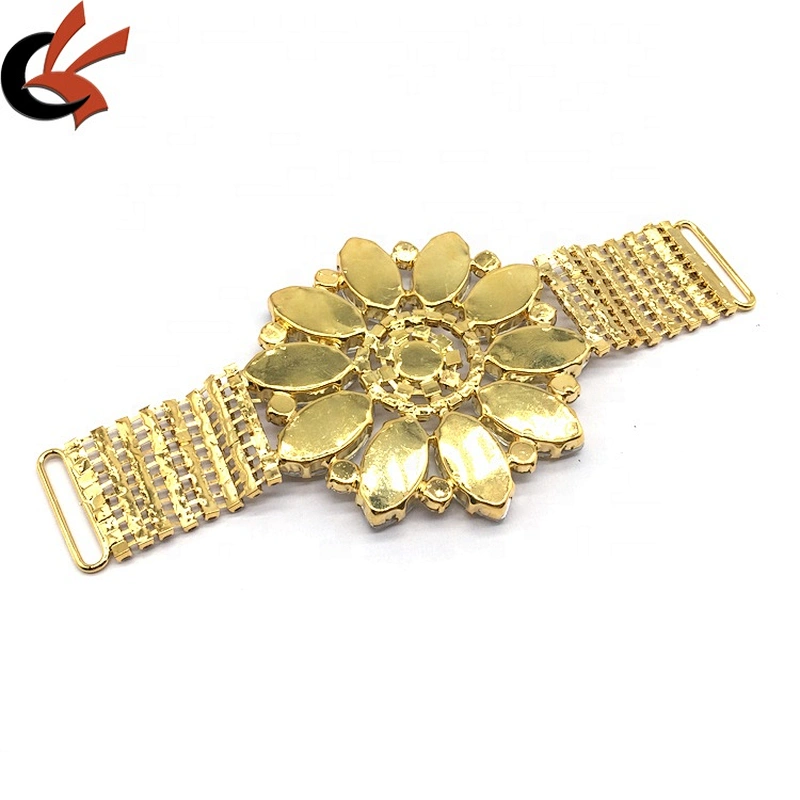 Women dresses belt decorative fashion flowers round bikini gold and silver plating crystal connector for swimwear