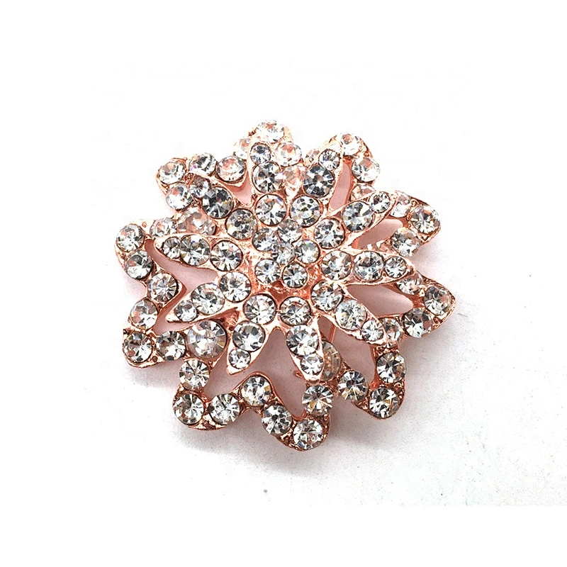 Wholesale garment accessory rose gold setting crystal brooches in bulk for men