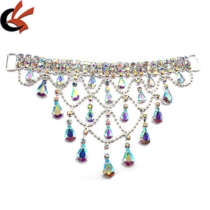 Crystal pendant ab bikini diy design swimwear flexible rhinestone tassels bikini connector for sell
