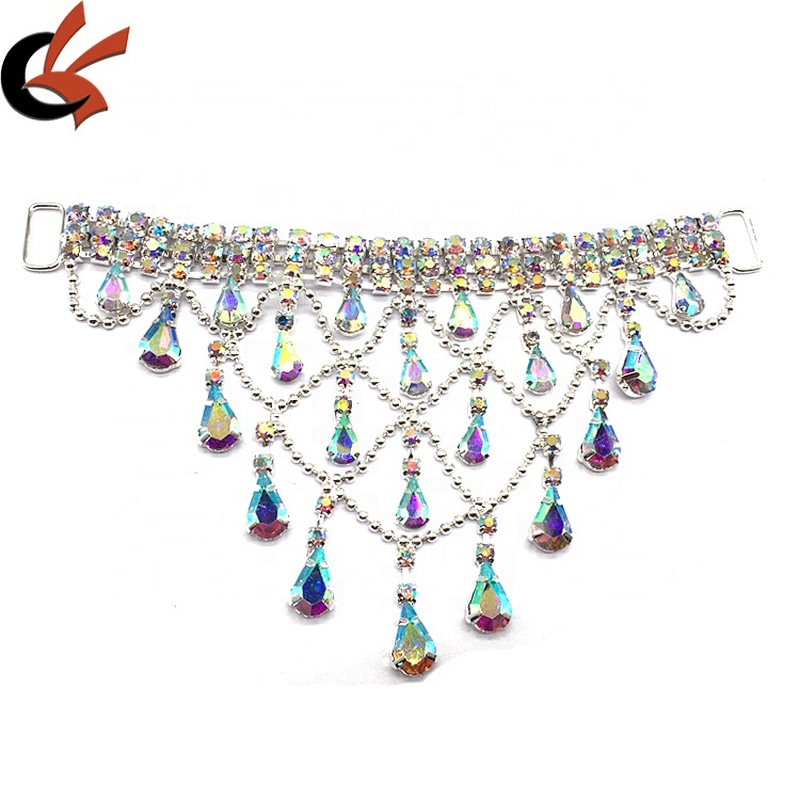 Crystal pendant ab bikini diy design swimwear flexible rhinestone tassels bikini connector for sell