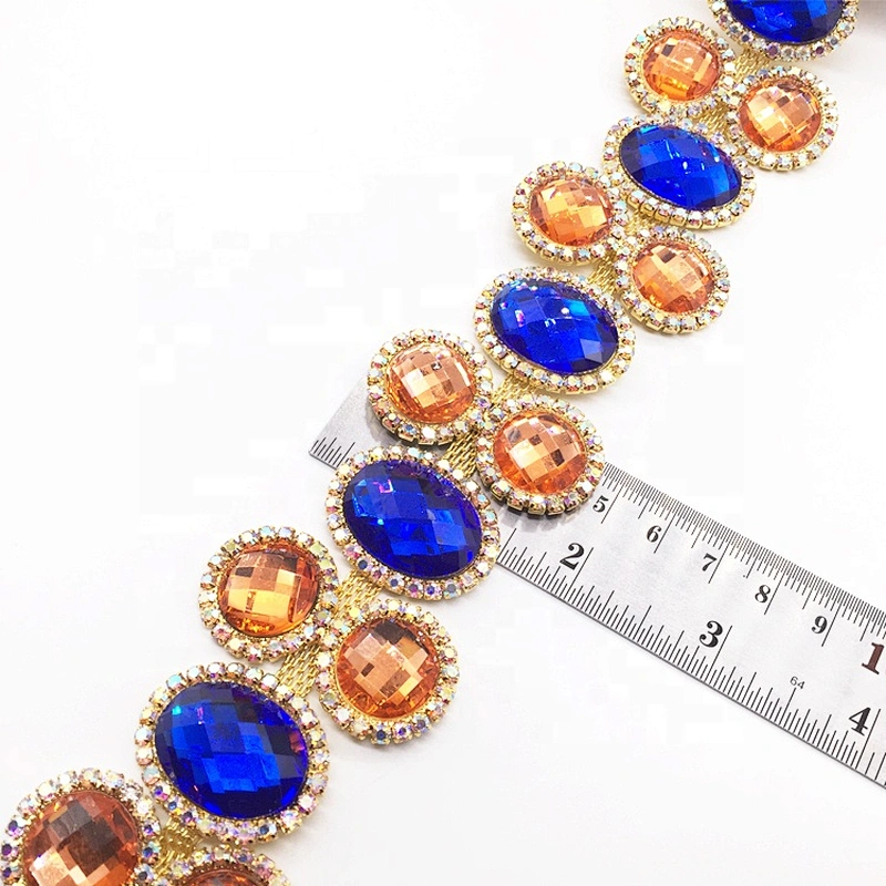 Newest Fashion women wholesale colorful rhinestone jewelry body chain trims for dress