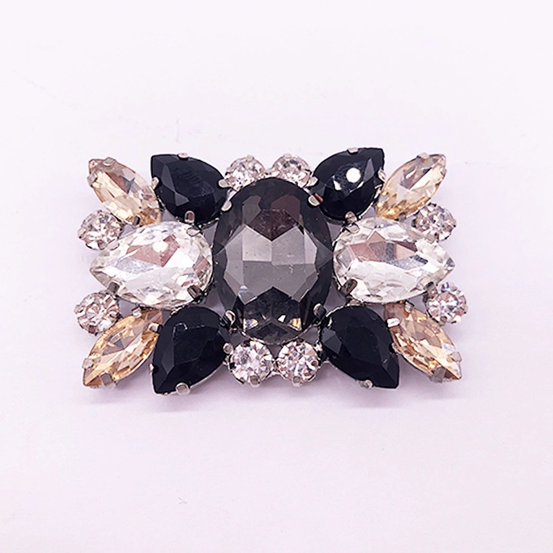 rectangle Silver Rhinestone Shoe Clip Buckle With acrylic crystal