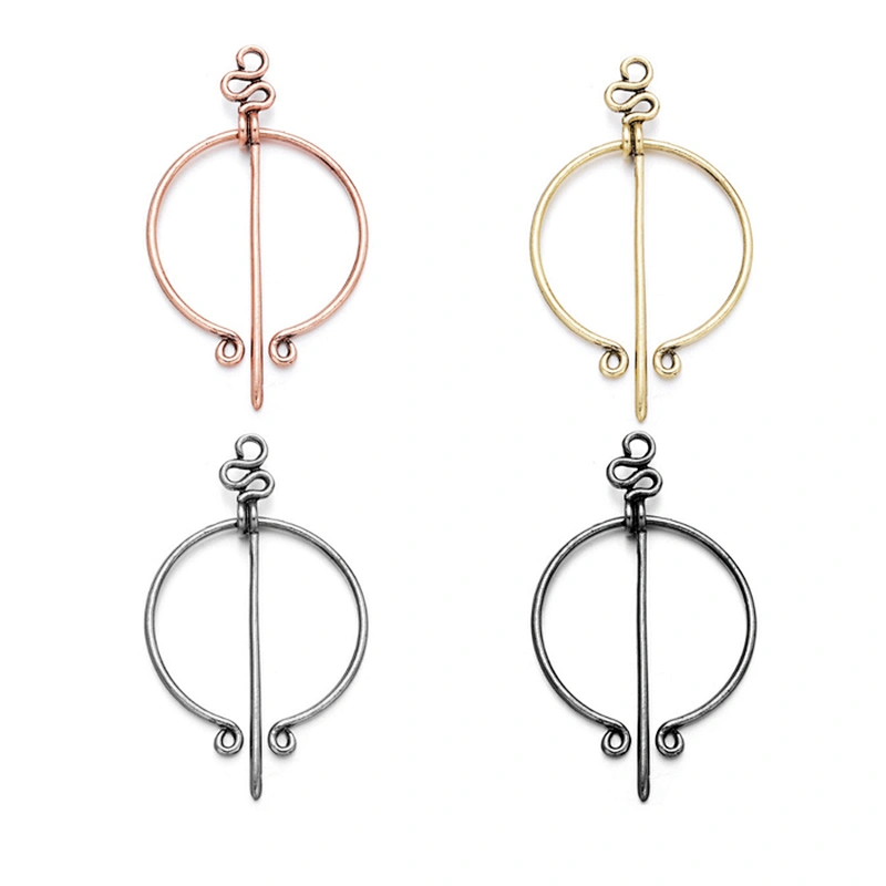 Round Antique Rose Gold Silver Scarf Shawl Coat Alloy Pins Viking Brooch