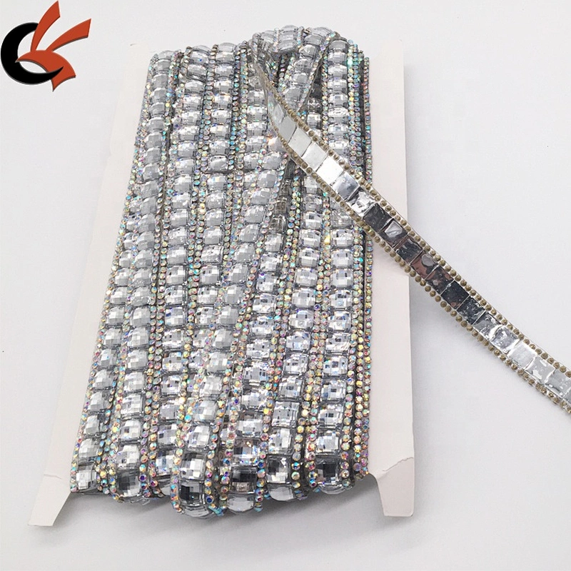 DIY Hot Fix Rhinestone Tape Iron On Ribbon Trim For Wedding Dress Decoration Bridal Appliques