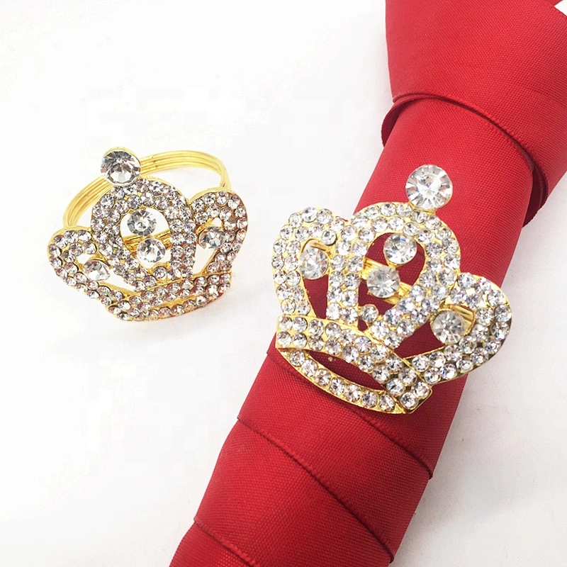 Metal Gold Silver Rhinestone Crown Shaped Stainless American Wedding Crystal Napkin Ring