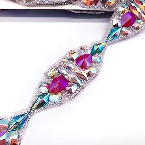 Iron on Stretch  Crystal Rhinestone Banding Trimming For dancing dress clothing
