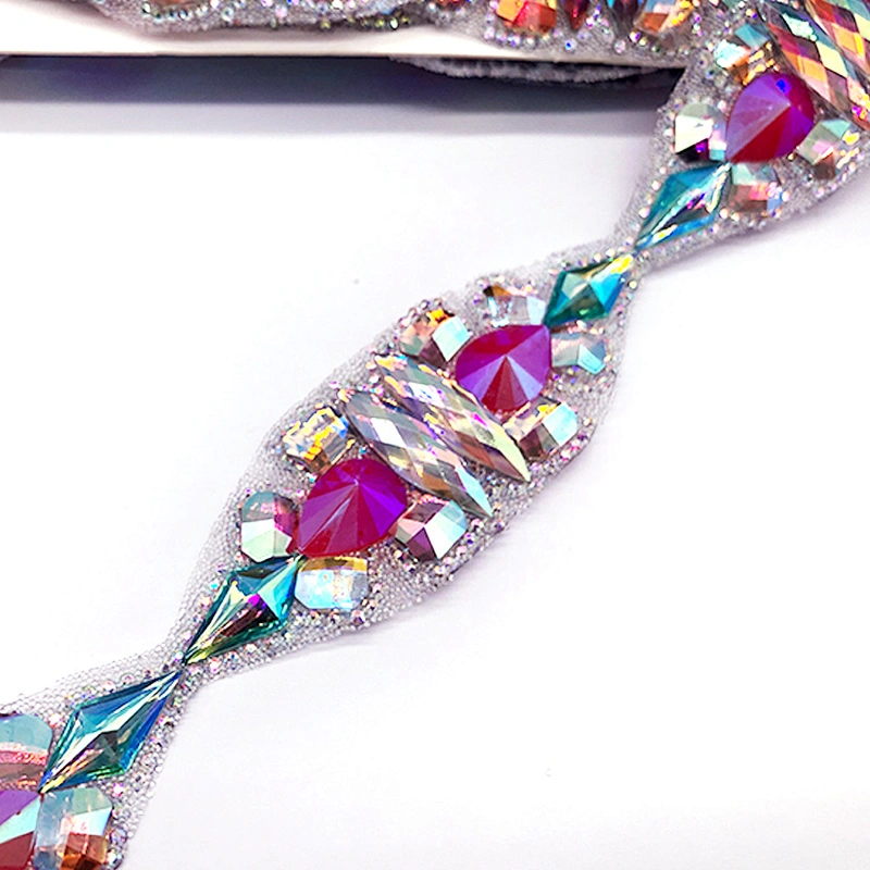 Iron on Stretch  Crystal Rhinestone Banding Trimming For dancing dress clothing