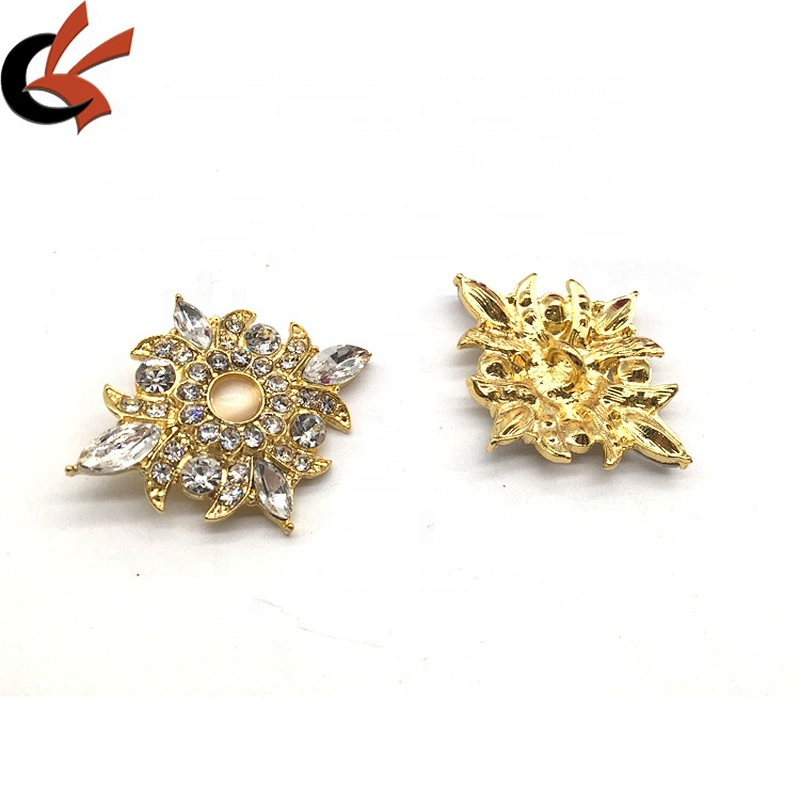 Wholesale Gold Plating Opal Beaded Rhinestone Button For Shoes Bag Buckles Accessories