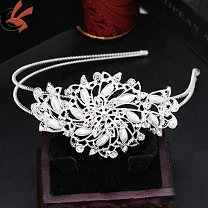 Wholesale Korean style headband crown head piece sliver rhinestone crystal jewelry crown tiara