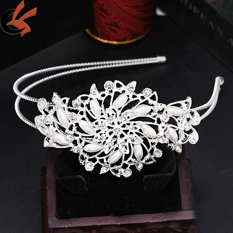 Wholesale Korean style headband crown head piece sliver rhinestone crystal jewelry crown tiara
