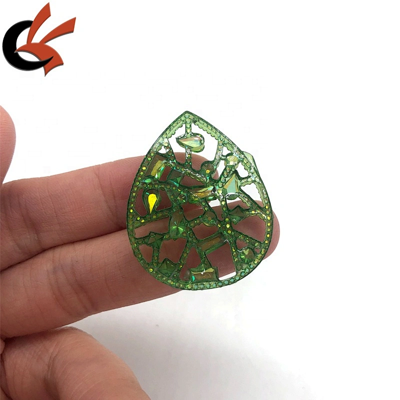 special hollow drop shape green AB sew on resin beads