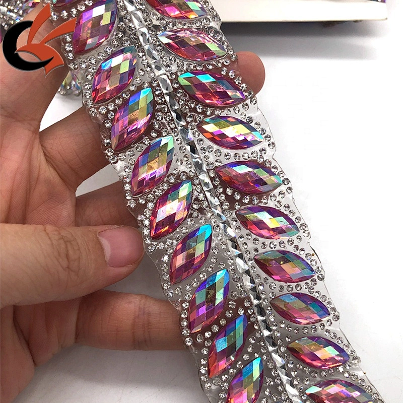 adhesive costume decoration trim rhinestone chain hot fix crystal trim
