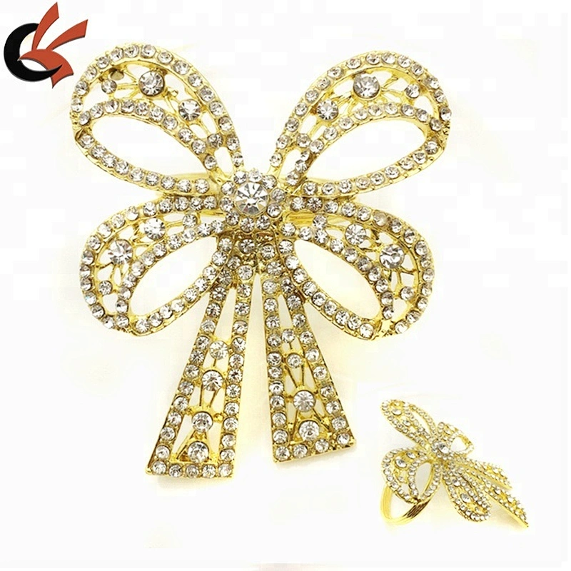 Napkin ring Manufacturer Gold Metal Crystal butterfly Rhinestone Napkin Ring