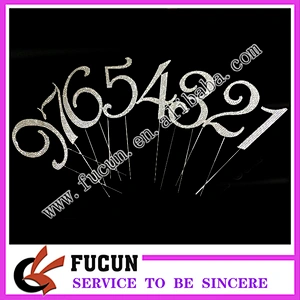 1set Top sale party supplies 12cm crystal  rhinestone Number cake topper birthday cake topper