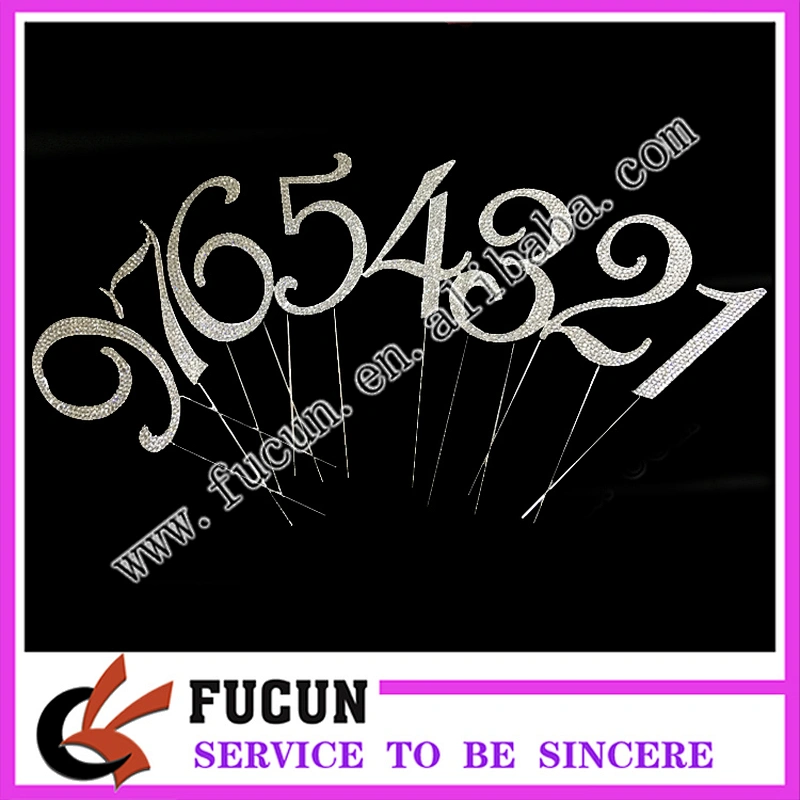 1set Top sale party supplies 12cm crystal  rhinestone Number cake topper birthday cake topper