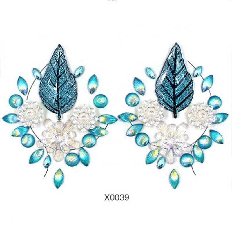 Customized New products crystal nipple sticker Colorful Breast Jewels rhinestone Tattoo Sticker for Rave Party