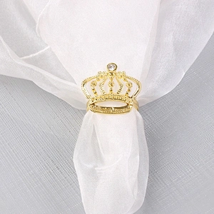 Hot Selling New Design European Standard Wedding Crown Rhinestone Golden Napkin Ring