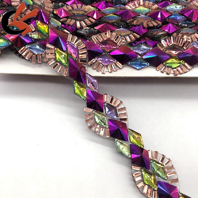 Sparkle unique crystal rhinestone gems iron on trims heat transfer diamante tape