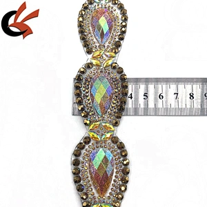 Factory wholesale heat transfer gold fancy rhinestone trims