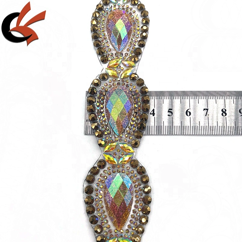 Factory wholesale heat transfer gold fancy rhinestone trims