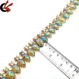 Wholesale Handmade Glitter Waterdrop Wedding Rhinestone Trim Appliques Dancer Trims Sash For Carnival