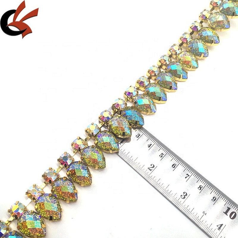 Wholesale Handmade Glitter Waterdrop Wedding Rhinestone Trim Appliques Dancer Trims Sash For Carnival