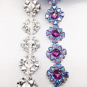 2020 Wholesale custom flashing violet ab resin rhinestone chain trimming for costume decoration