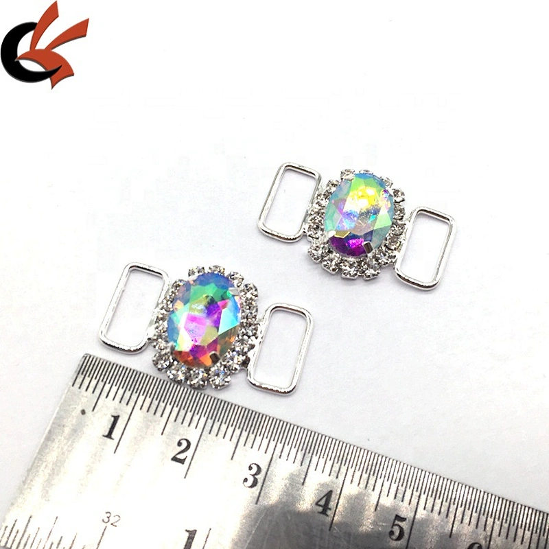 Women Swimwear Bikini Connector AB Oval Mini Center Part Silver Bikini Buckle Connector For Top and Bottom