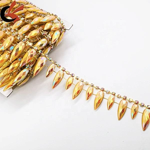 DIY Rhinestone Chain Carnival Costume Applique Sewing Trims AB Resin Rhinestone Trimming for sale