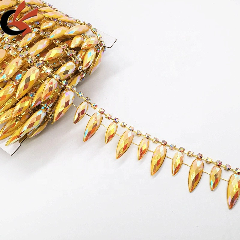 DIY Rhinestone Chain Carnival Costume Applique Sewing Trims AB Resin Rhinestone Trimming for sale