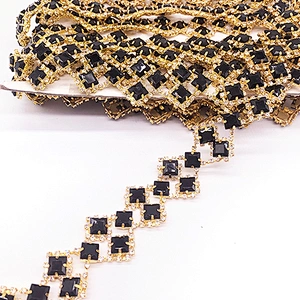 Wholesale Handmade Wedding gold diamond waist Appliques Trim for  Bridal Belt