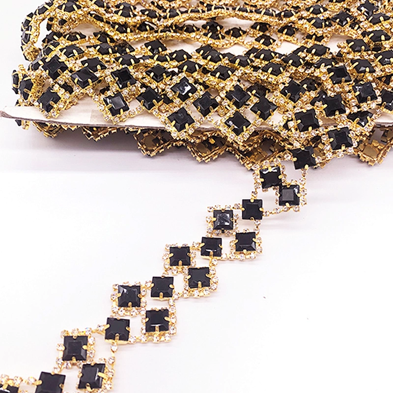 Wholesale Handmade Wedding gold diamond waist Appliques Trim for  Bridal Belt
