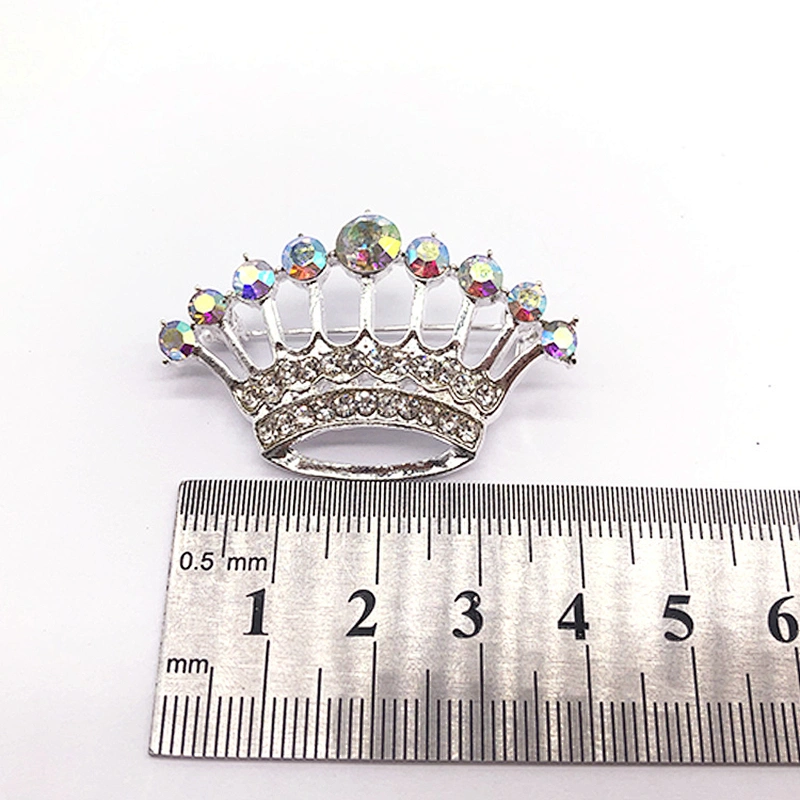 2021 popular series silver plating crown crystal rhinestone corsage brooch for women