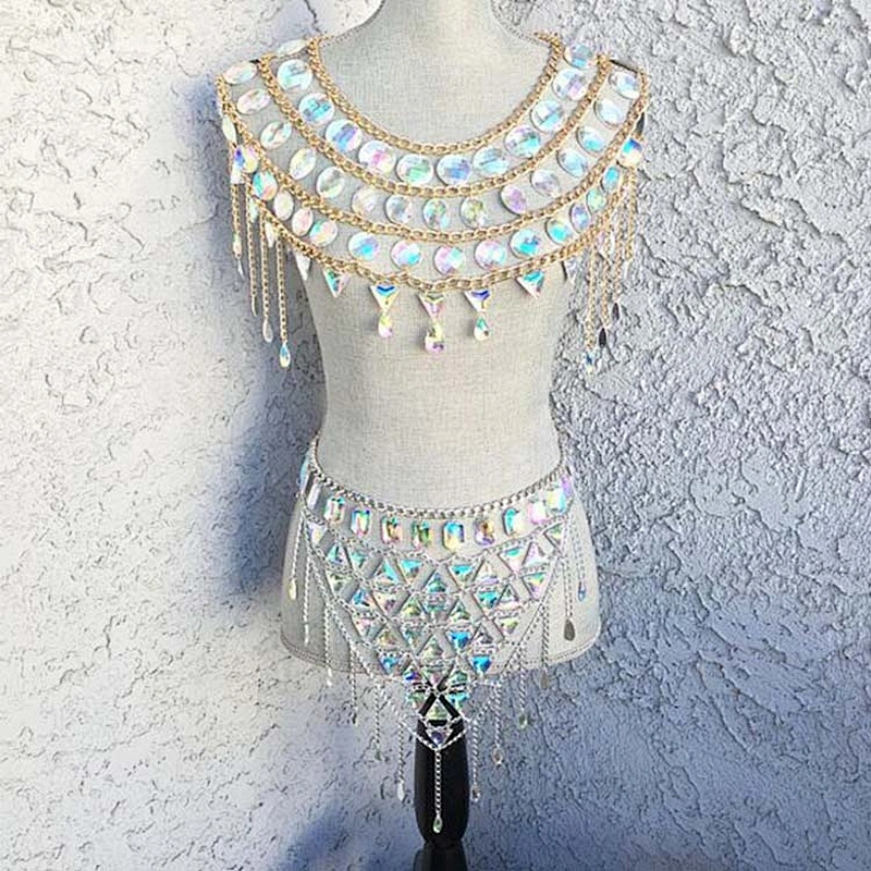 2020 fashion Rhinestone Bra Top Rave Body Chain Sexy Bralette Rave Bra Body Chain Crystal Rhinestone Bra