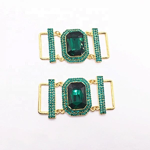 Wholesale Custom Vintage Green Color Gold Plated Crystal Rhinestone Pave Bikini Connector