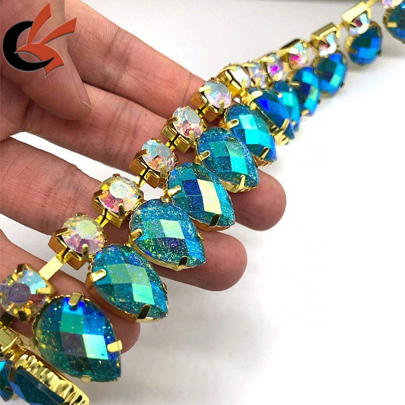 Carnival dress decoration sparkle rhinestone cup chain trimming