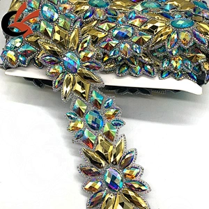 Costume applique embellishment large size hotfix iron on rhinestone trims