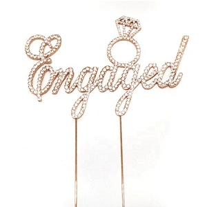 2020 Diamond Crystal Rhinestone Monogram Engaged Cake Topper